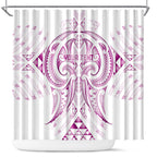Maori Rugby Custom Ngaru Mangopare Shower Curtain Mawhero Niho Taniwha Motif