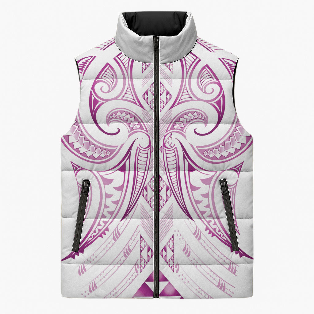 Maori Rugby Custom Ngaru Mangopare Sleeveless Puffer Jacket Mawhero Niho Taniwha Motif