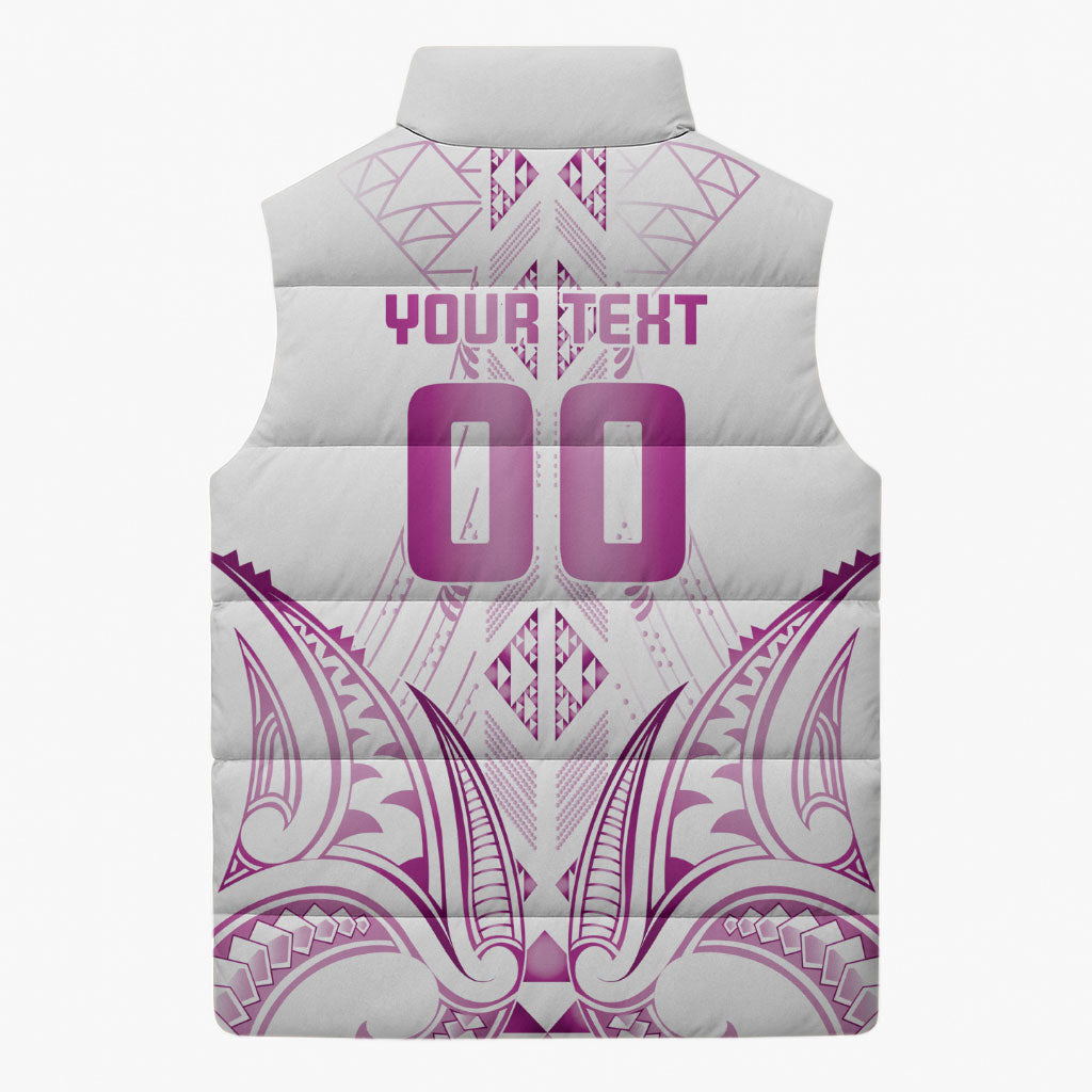 Maori Rugby Custom Ngaru Mangopare Sleeveless Puffer Jacket Mawhero Niho Taniwha Motif