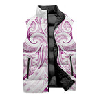 Maori Rugby Custom Ngaru Mangopare Sleeveless Puffer Jacket Mawhero Niho Taniwha Motif