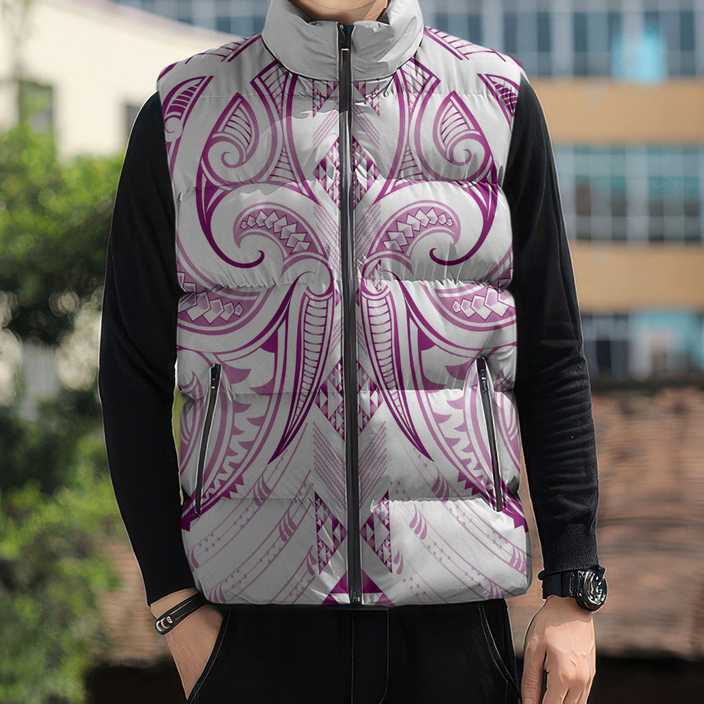 Maori Rugby Custom Ngaru Mangopare Sleeveless Puffer Jacket Mawhero Niho Taniwha Motif