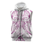 Maori Rugby Custom Ngaru Mangopare Sleeveless Zip Hoodie Mawhero Niho Taniwha Motif