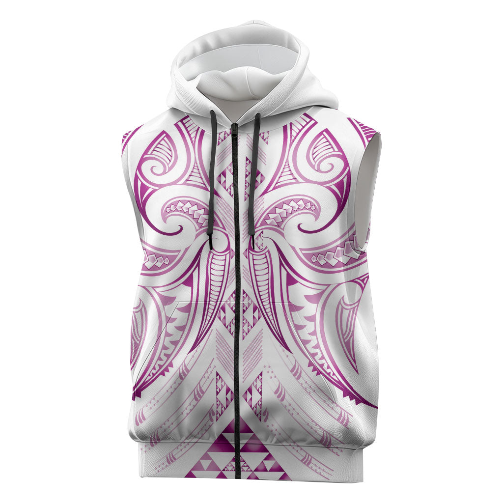 Maori Rugby Custom Ngaru Mangopare Sleeveless Zip Hoodie Mawhero Niho Taniwha Motif