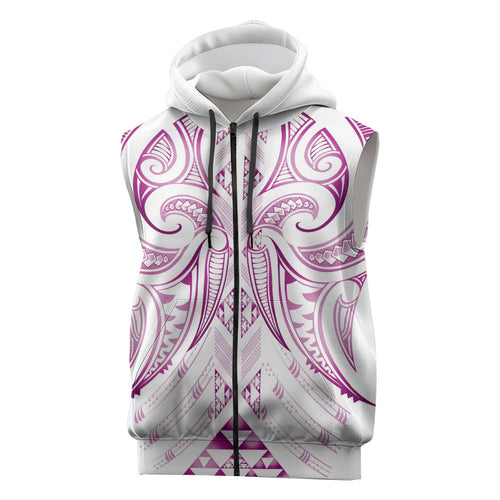 Maori Rugby Custom Ngaru Mangopare Sleeveless Zip Hoodie Mawhero Niho Taniwha Motif