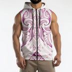 Maori Rugby Custom Ngaru Mangopare Sleeveless Zip Hoodie Mawhero Niho Taniwha Motif