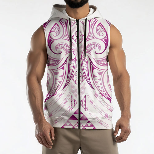 Maori Rugby Custom Ngaru Mangopare Sleeveless Zip Hoodie Mawhero Niho Taniwha Motif