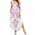 Maori Rugby Custom Ngaru Mangopare Summer Maxi Dress Mawhero Niho Taniwha Motif