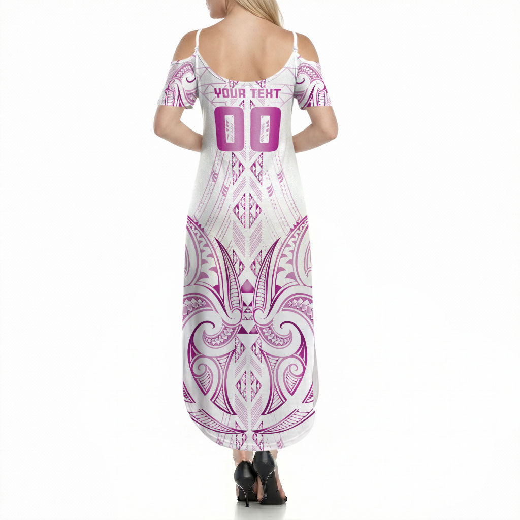 Maori Rugby Custom Ngaru Mangopare Summer Maxi Dress Mawhero Niho Taniwha Motif