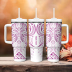 Maori Rugby Custom Ngaru Mangopare Tumbler With Handle Mawhero Niho Taniwha Motif