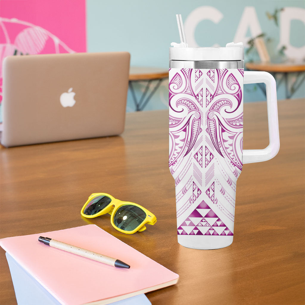 Maori Rugby Custom Ngaru Mangopare Tumbler With Handle Mawhero Niho Taniwha Motif