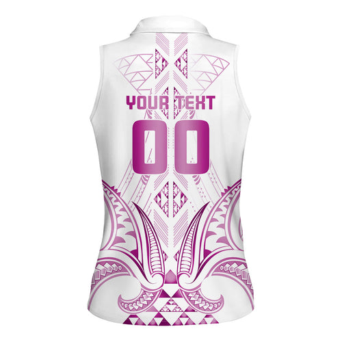 Maori Rugby Custom Ngaru Mangopare Women Sleeveless Polo Shirt Mawhero Niho Taniwha Motif