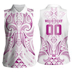 Maori Rugby Custom Ngaru Mangopare Women Sleeveless Polo Shirt Mawhero Niho Taniwha Motif