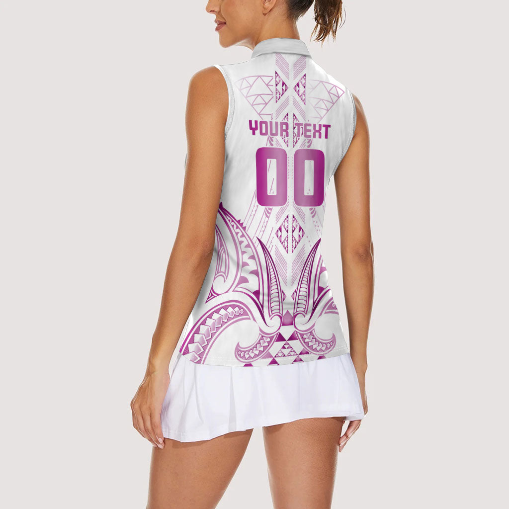 Maori Rugby Custom Ngaru Mangopare Women Sleeveless Polo Shirt Mawhero Niho Taniwha Motif