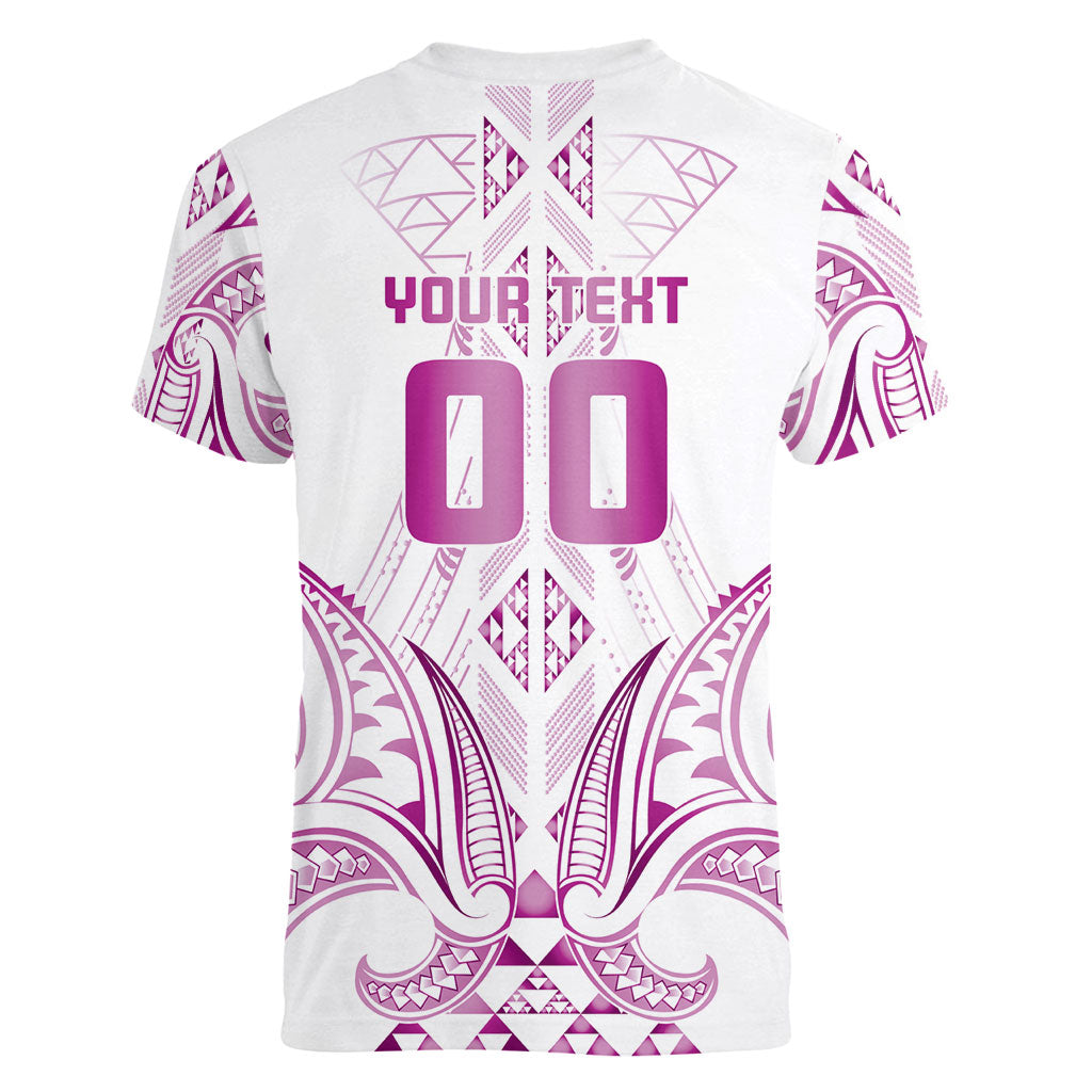 Maori Rugby Custom Ngaru Mangopare Women V-Neck T-Shirt Mawhero Niho Taniwha Motif