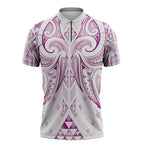 Maori Rugby Custom Ngaru Mangopare Zipper Polo Shirt Mawhero Niho Taniwha Motif
