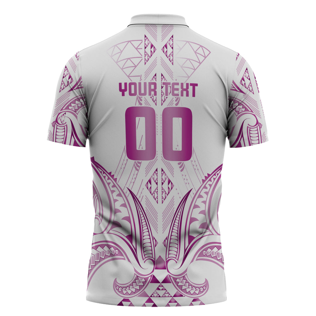 Maori Rugby Custom Ngaru Mangopare Zipper Polo Shirt Mawhero Niho Taniwha Motif