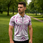 Maori Rugby Custom Ngaru Mangopare Zipper Polo Shirt Mawhero Niho Taniwha Motif