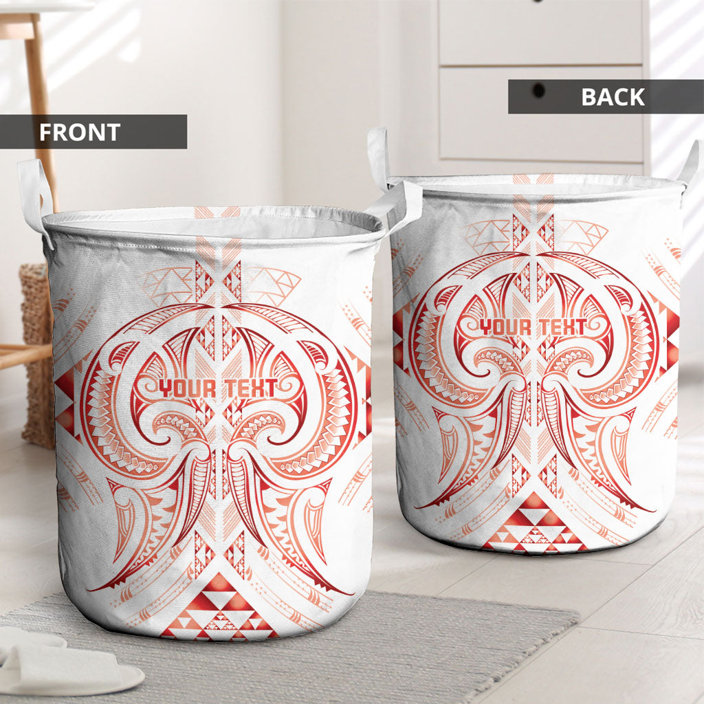 Maori Rugby Custom Ngaru Mangopare Laundry Basket Whero Niho Taniwha Motif