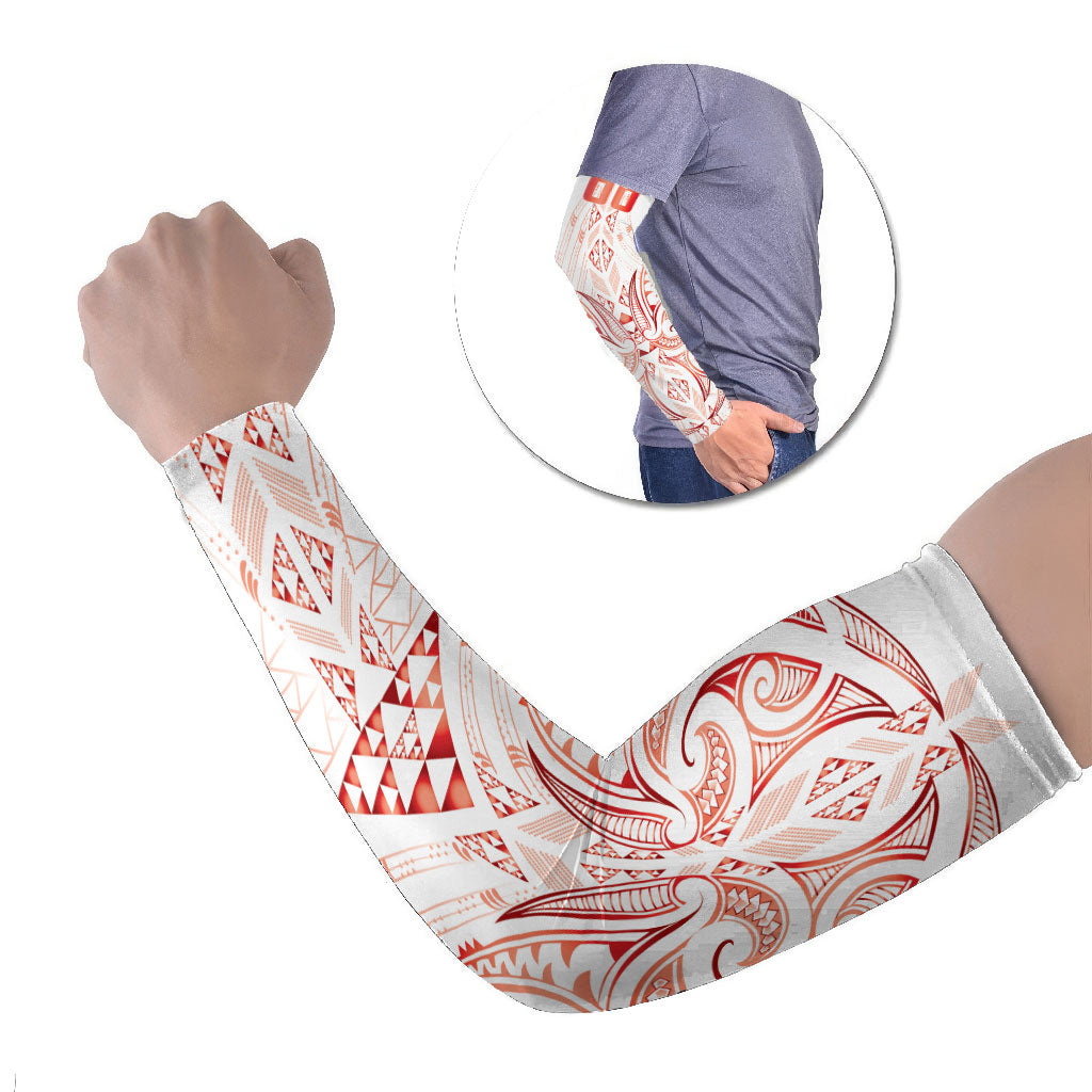 Maori Rugby Custom Ngaru Mangopare Arm Sleeves Whero Niho Taniwha Motif