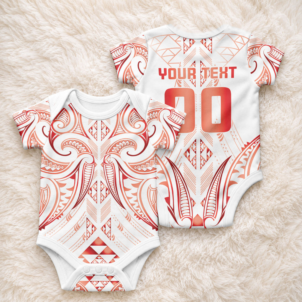 Maori Rugby Custom Ngaru Mangopare Baby Onesie Whero Niho Taniwha Motif