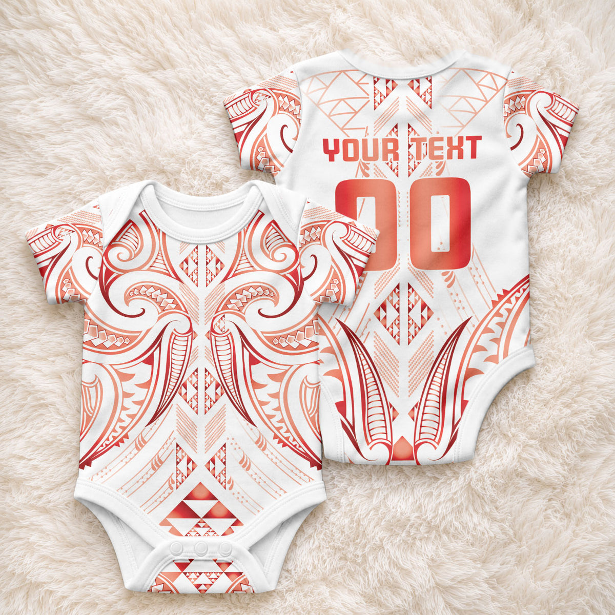 Maori Rugby Custom Ngaru Mangopare Baby Onesie Whero Niho Taniwha Motif