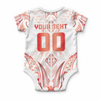 Maori Rugby Custom Ngaru Mangopare Baby Onesie Whero Niho Taniwha Motif