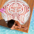 Maori Rugby Custom Ngaru Mangopare Beach Blanket Whero Niho Taniwha Motif