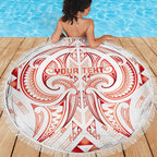 Maori Rugby Custom Ngaru Mangopare Beach Blanket Whero Niho Taniwha Motif