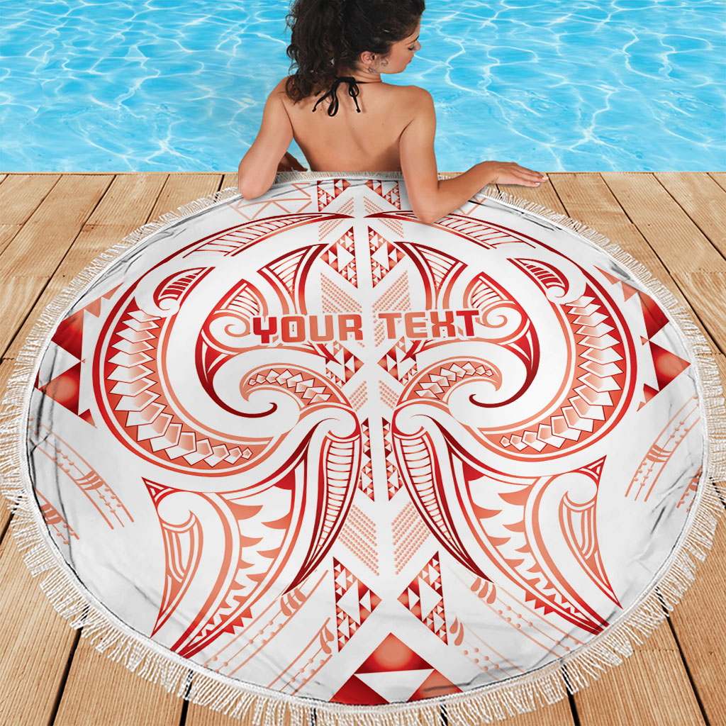 Maori Rugby Custom Ngaru Mangopare Beach Blanket Whero Niho Taniwha Motif