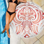 Maori Rugby Custom Ngaru Mangopare Beach Blanket Whero Niho Taniwha Motif