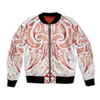 Maori Rugby Custom Ngaru Mangopare Bomber Jacket Whero Niho Taniwha Motif