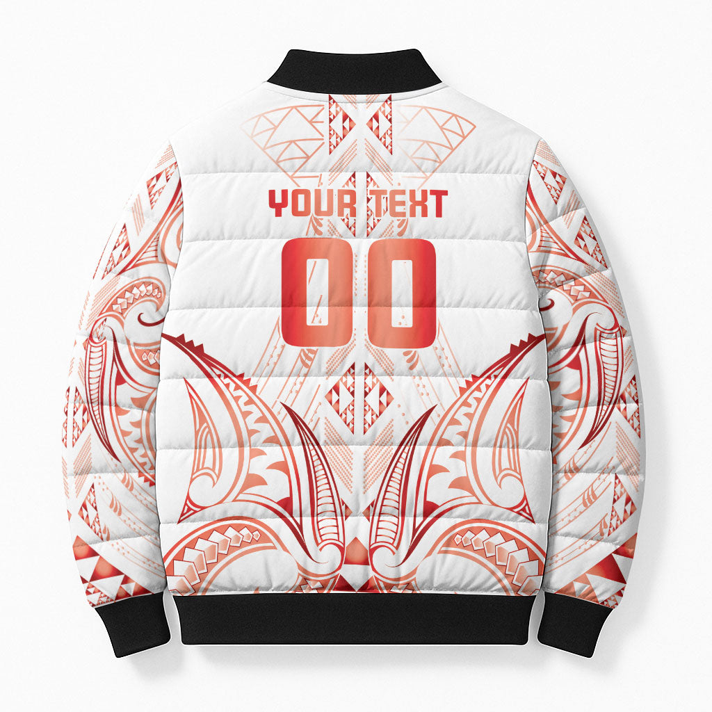 Maori Rugby Custom Ngaru Mangopare Bomber Puffer Jacket Whero Niho Taniwha Motif