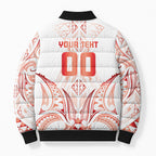 Maori Rugby Custom Ngaru Mangopare Bomber Puffer Jacket Whero Niho Taniwha Motif
