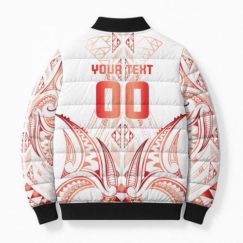 Maori Rugby Custom Ngaru Mangopare Bomber Puffer Jacket Whero Niho Taniwha Motif