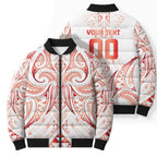 Maori Rugby Custom Ngaru Mangopare Bomber Puffer Jacket Whero Niho Taniwha Motif