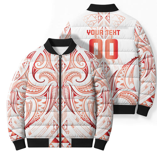 Maori Rugby Custom Ngaru Mangopare Bomber Puffer Jacket Whero Niho Taniwha Motif