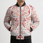 Maori Rugby Custom Ngaru Mangopare Bomber Puffer Jacket Whero Niho Taniwha Motif