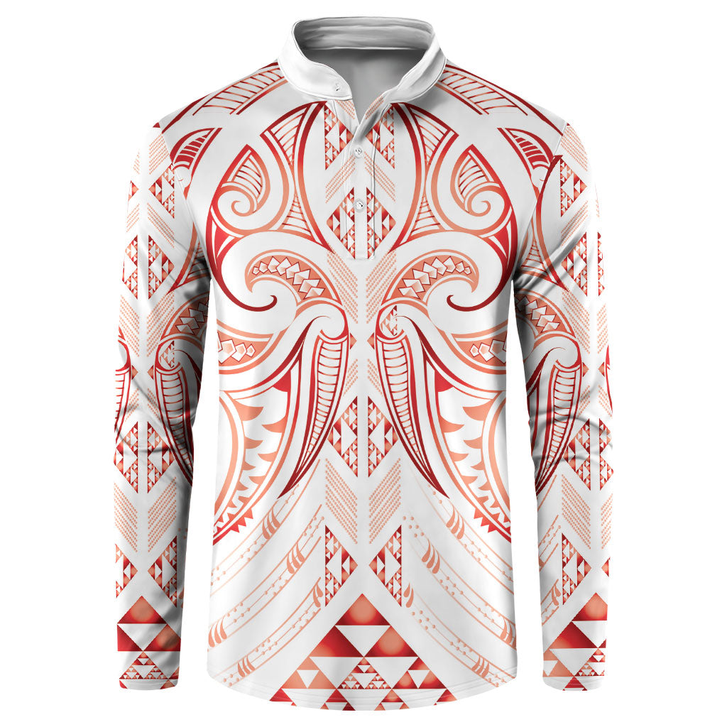 Maori Rugby Custom Ngaru Mangopare Button Sweatshirt Whero Niho Taniwha Motif