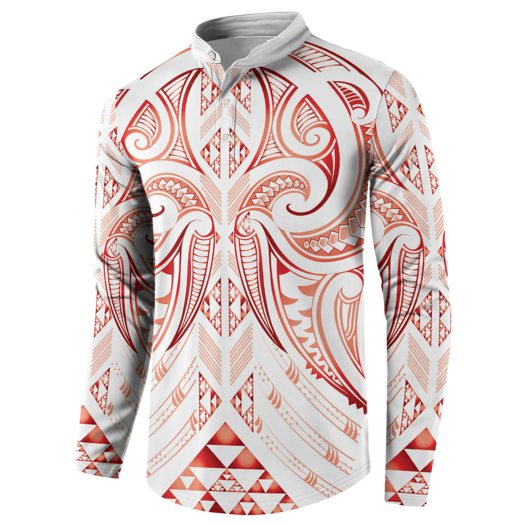 Maori Rugby Custom Ngaru Mangopare Button Sweatshirt Whero Niho Taniwha Motif