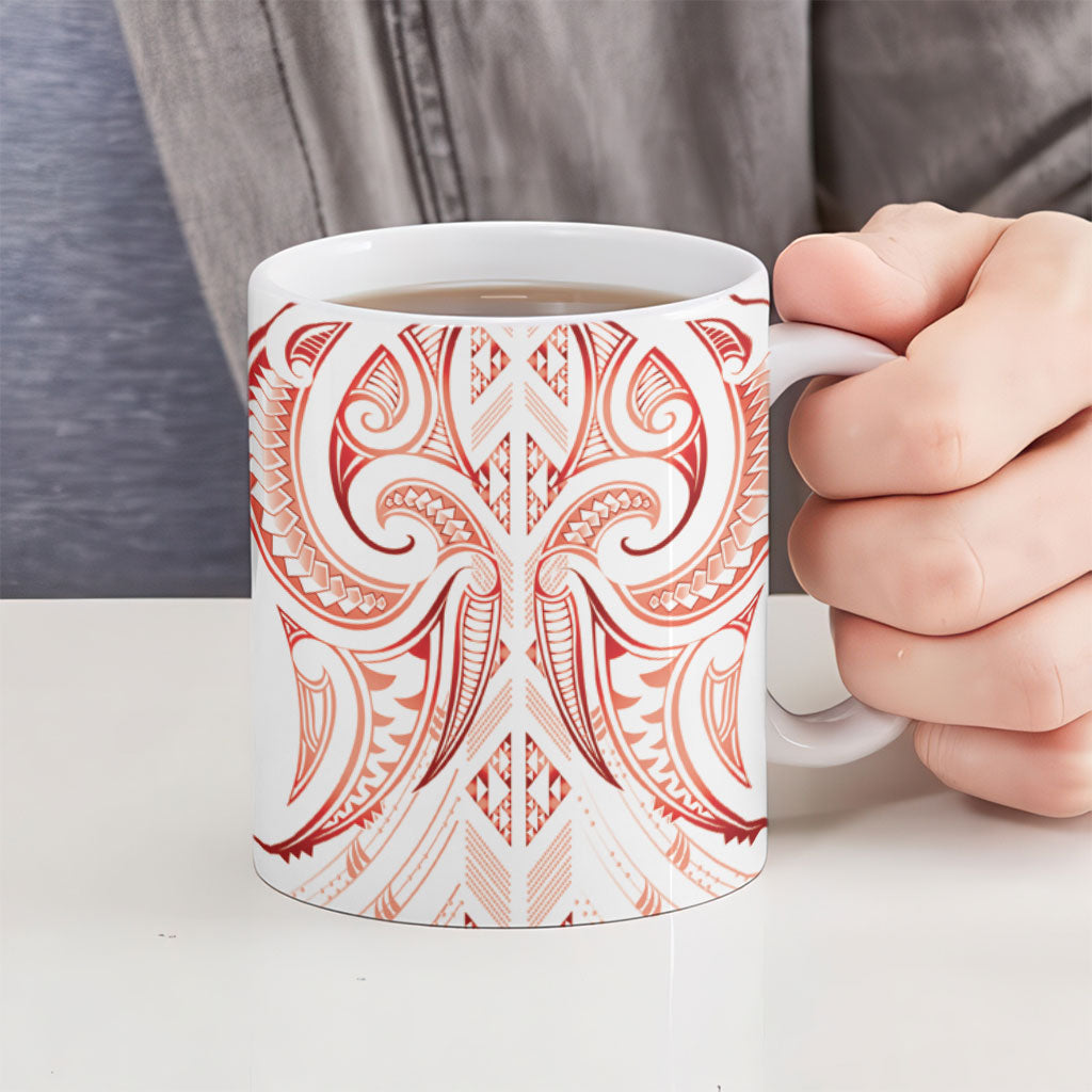 Maori Rugby Custom Ngaru Mangopare Ceramic Mug Whero Niho Taniwha Motif