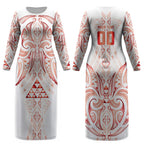 Maori Rugby Custom Ngaru Mangopare Couples Matching Long Sleeve Bodycon Dress and Long Sleeve Button Shirt Whero Niho Taniwha Motif