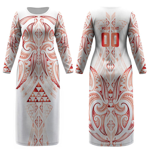 Maori Rugby Custom Ngaru Mangopare Couples Matching Long Sleeve Bodycon Dress and Long Sleeve Button Shirt Whero Niho Taniwha Motif