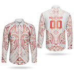 Maori Rugby Custom Ngaru Mangopare Couples Matching Short Sleeve Bodycon Dress and Long Sleeve Button Shirt Whero Niho Taniwha Motif