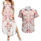 Maori Rugby Custom Ngaru Mangopare Couples Matching Summer Maxi Dress and Hawaiian Shirt Whero Niho Taniwha Motif