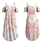 Maori Rugby Custom Ngaru Mangopare Couples Matching Summer Maxi Dress and Hawaiian Shirt Whero Niho Taniwha Motif