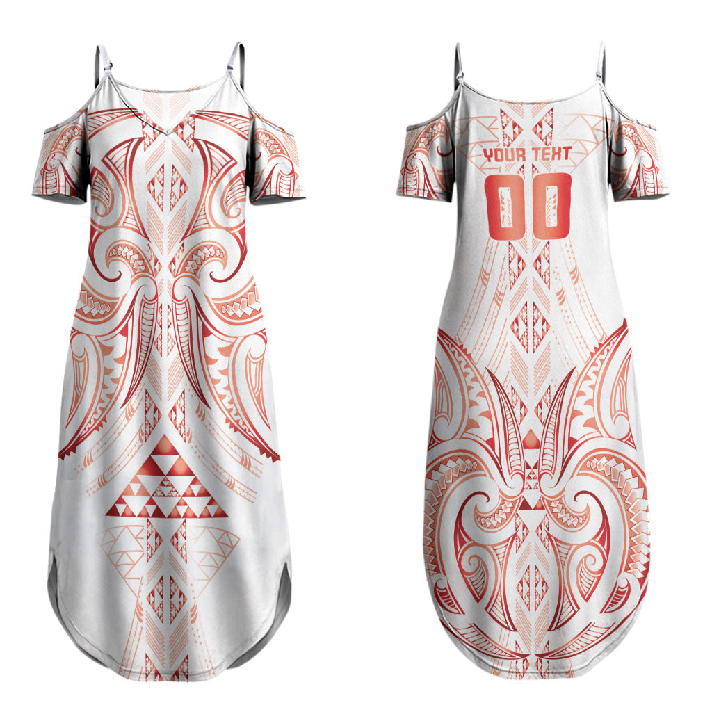 Maori Rugby Custom Ngaru Mangopare Couples Matching Summer Maxi Dress and Long Sleeve Button Shirt Whero Niho Taniwha Motif