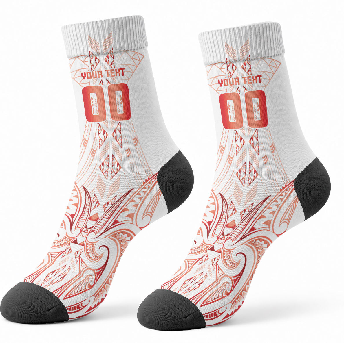 Maori Rugby Custom Ngaru Mangopare Crew Socks Whero Niho Taniwha Motif