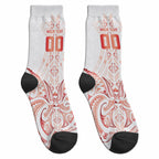Maori Rugby Custom Ngaru Mangopare Crew Socks Whero Niho Taniwha Motif