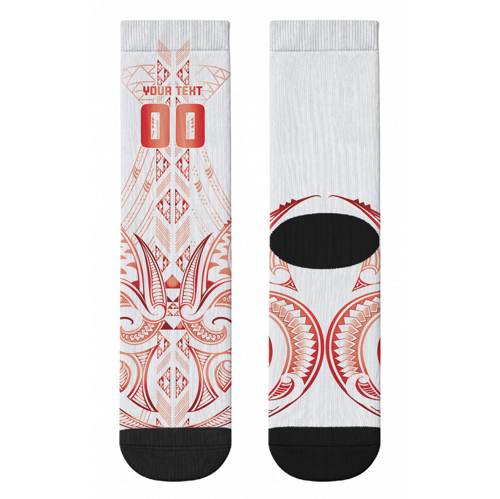 Maori Rugby Custom Ngaru Mangopare Crew Socks Whero Niho Taniwha Motif