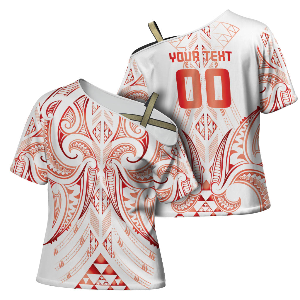 Maori Rugby Custom Ngaru Mangopare Cross Shoulder Shirt Whero Niho Taniwha Motif